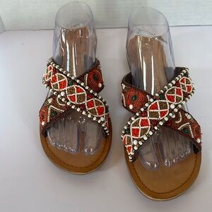 Chinese Laundry Penelope Crisscross Beaded Sandal Women's Size 10